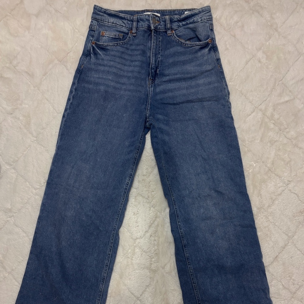 Blue washed high wasted flare jeans